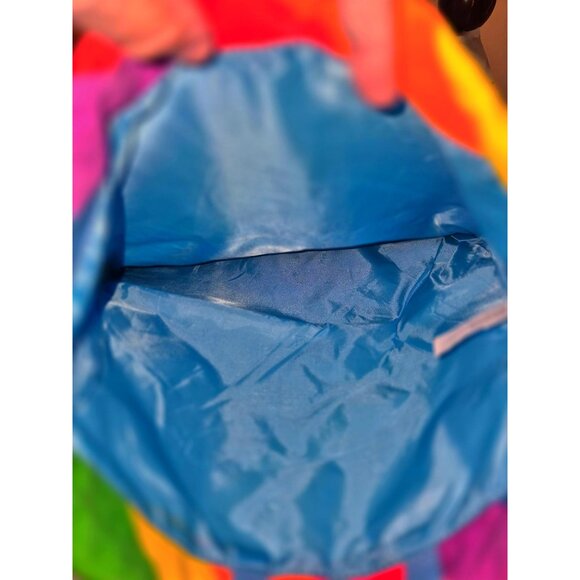 Rainbow Stripe Drawstring Backpack With Blue Inner Lining & Adjustable Straps - Picture 6 of 8